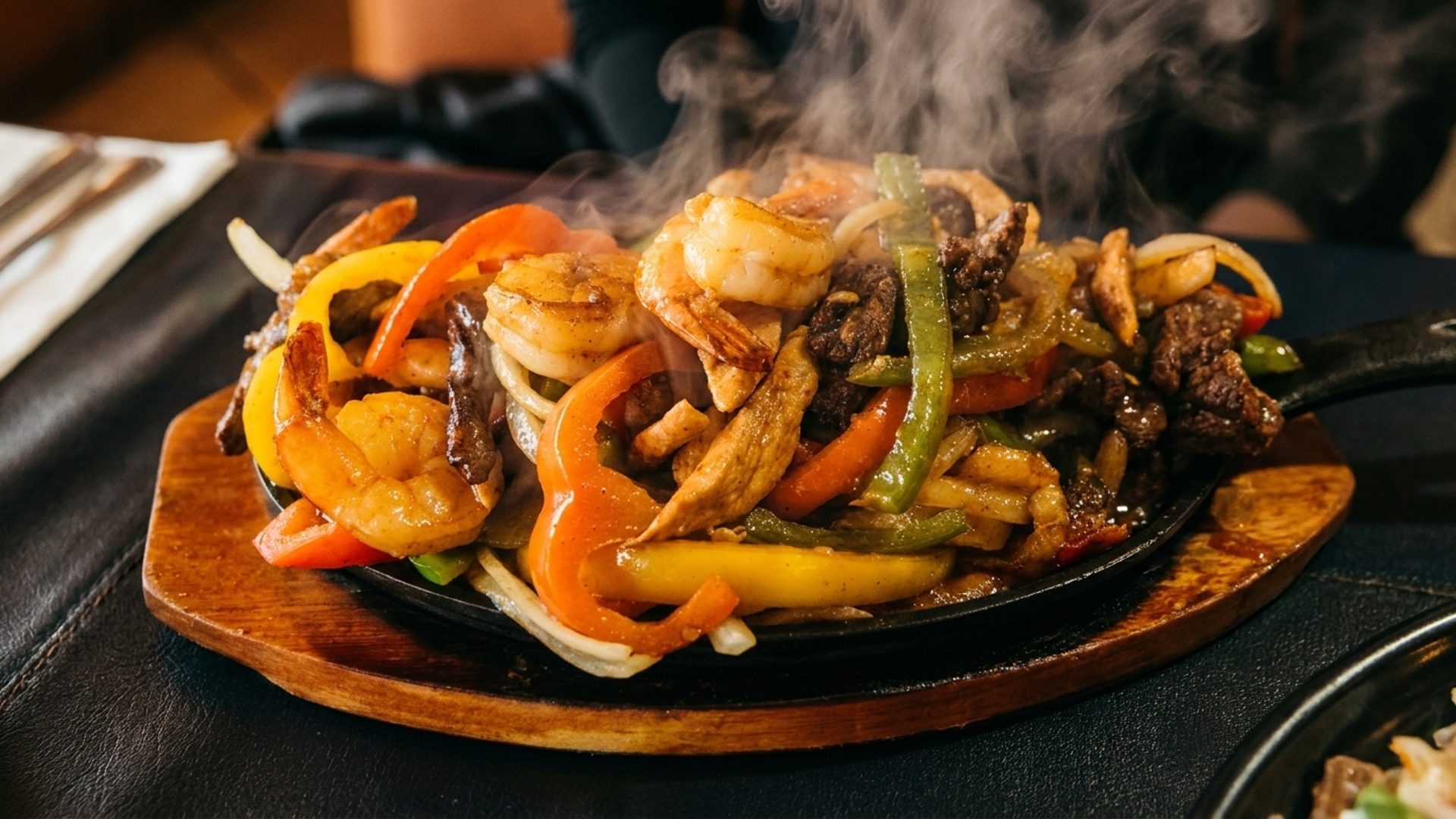 Fajitas, hot off the skillet
